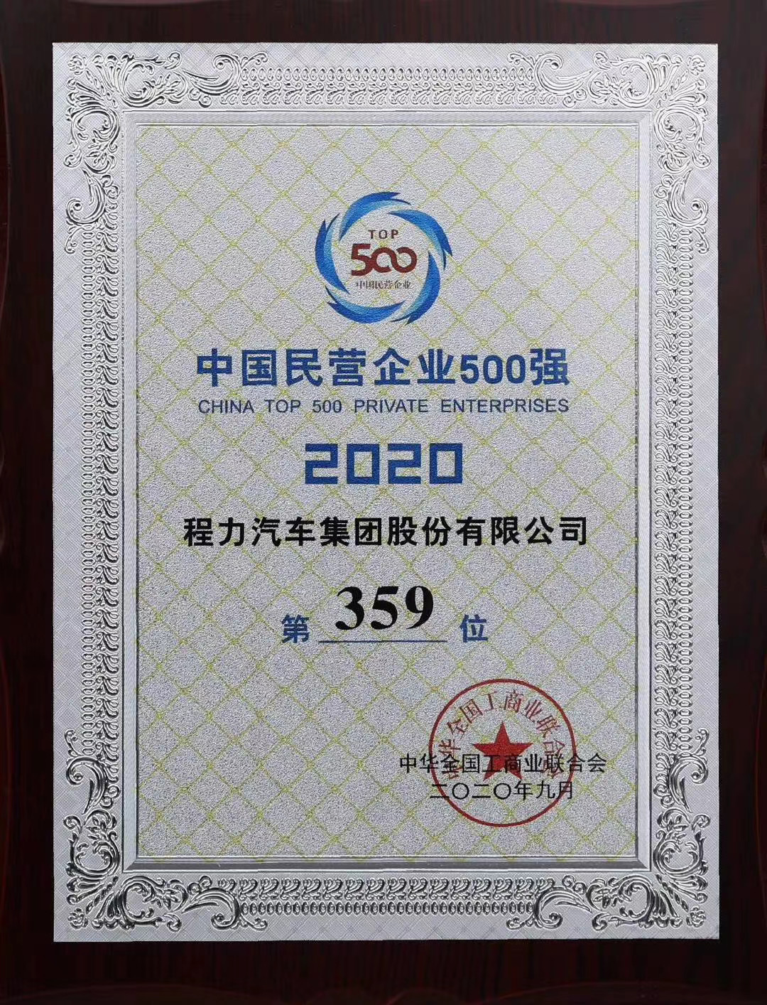 程力中國民營企業(yè)500強排名